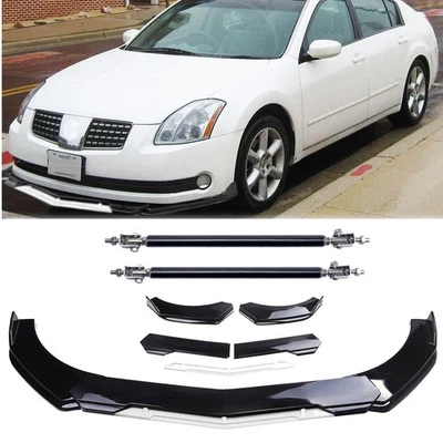 For Nissan Maxima SE Front Bumper Lip Splitter Sport Spoiler Black White Body K Foto 1 de 4