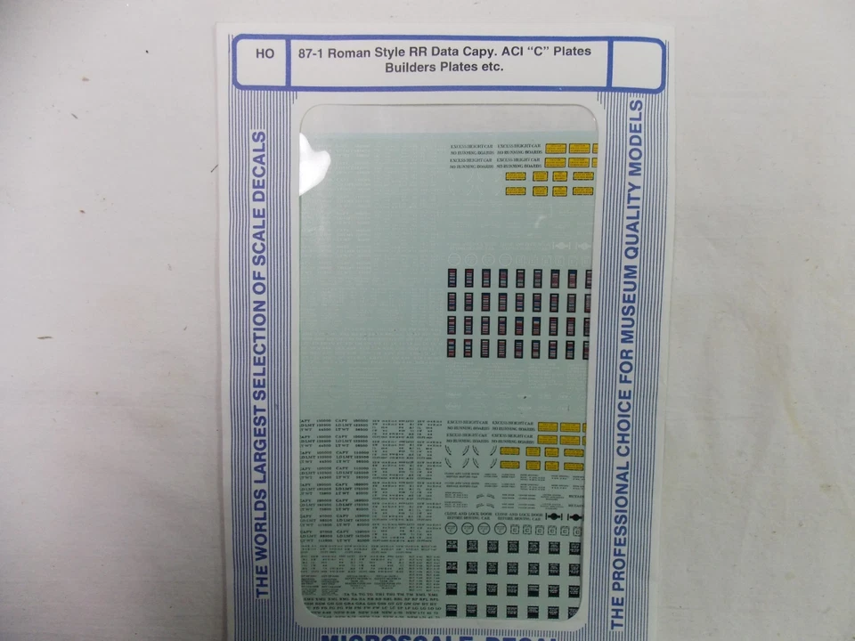 87-1 Roman Style RR Data Capy. ACI "C" Plates Builders Plates etc. - Image 1 of 1