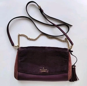 Kate Spade Greer Laurel Way Calf Hair Crossbody Bag Deep Plum *LESEN* - Bild 1 von 9