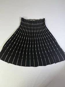 Max Studio Skirt Black Brown Textured Flare Gathered Yoke Size Médium - Picture 1 of 8
