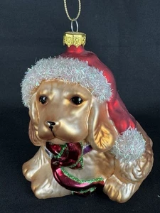 Cocker Spaniel 4” Glass Brown Puppy Dog Christmas Ornament - Picture 1 of 8