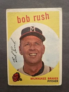 1959 Topps #396 Bob Rush Milwaukee Braves Crease - Picture 1 of 2