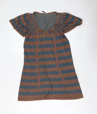 Topshop Womens Brown Round Neck Viscose Blend Tunic Jumper Size 10 - Image 1 of 4