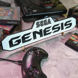 🎮 SEGA Genesis Logo Sign – Engraved Retro Gaming Art | Handmade Wood Decor - Picture 1 of 8