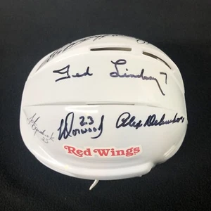 Detroit Red Wings Mini Helmet Signed By 6 Lindsay Delvecchio Libett Beckett COA - Picture 1 of 5