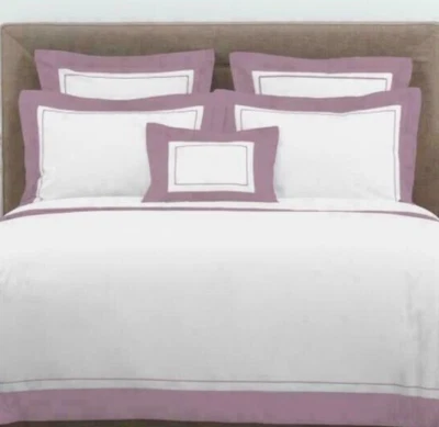 Nuevo YVES DELORME Estuche Simulado Blanco LUTECE BRUYERE Bordes Púrpura Violeta Amatista Foto 1 de 4