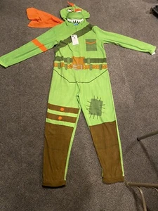 Adult Fortnite Hooded Rex Union Suit Dinosaur Halloween Costume Pajamas Medium - Picture 1 of 9