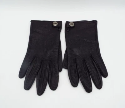 Guantes para mujer UGG de cuero granulado negro talla grande Foto 1 de 4