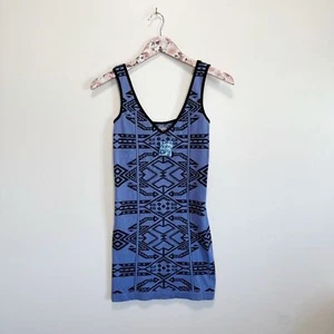 NWT FREE PEOPLE Blue Combo Stretchy Knit Body Con Aztec Dress! M/L Medium NEW - Picture 1 of 8