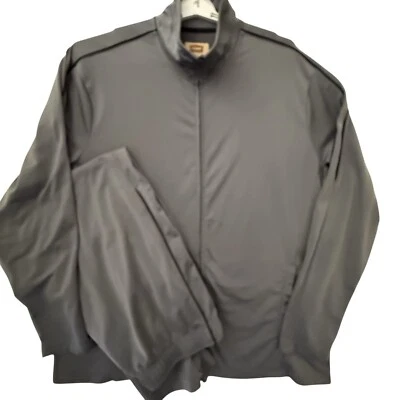 Track Jogging Suite 2XLT 2 Pc Gray w White Stripes  Zip Jacket Zip Ankle Pockets - Image 1 of 4