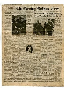 Periódico de colección Segunda Guerra Mundial edición en el extranjero 8 páginas 1945 BOLETÍN NOCTURNO DE FILADELFIA - Imagen 1 de 2