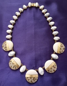 LULU FROST J Crew IVORY TURQUOISE Rhinestone 18" STATEMENT NECKLACE Fast Ship - Picture 1 of 12