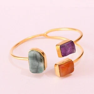 Raw Emerald, Amethyst And Carnelian Multi Stone Bracelet - Picture 1 of 6