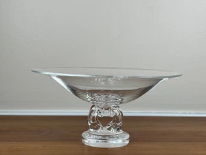 "Pedestal de vidrio artístico Steuben de 10"" con patas Tazza #7884 por George Thompson c. 1940" - Imagen 1 de 21