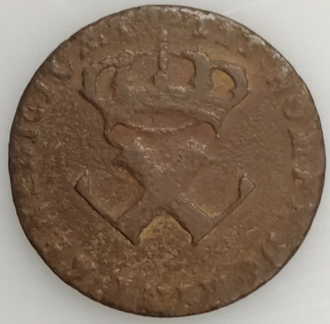 1721-H 9 Deniers French Colonies Colonial Copper Coin in VG/F Condition Cover