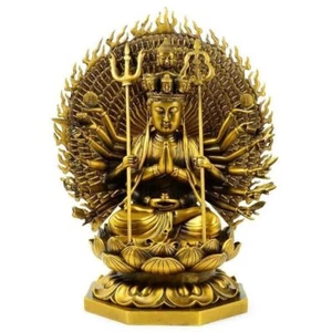 13'' brass copper carved Thousand-Hand Kwan-yin Avalokitesvara Bodhisattva - Picture 1 of 10