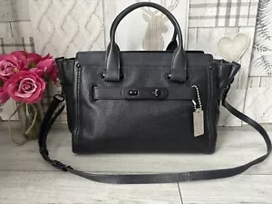 Beautiful Genuine COACH MEDIUM black LEATHER SATCHEL BAG Tote Bag , Handbag - Picture 1 of 15