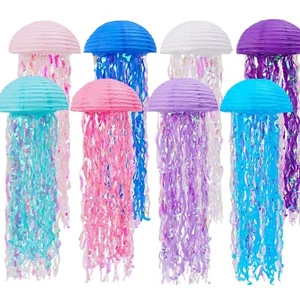 Mermaid Birthday Decorations, Jellyfish Paper Lanterns Pink Purple Blue White... - Picture 1 of 7