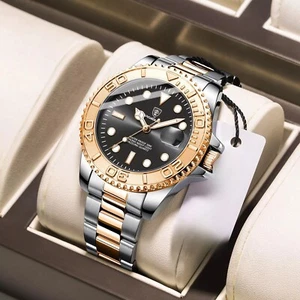 Luxury Men's Watches Stainless Steel Quartz Watch Waterproof Luminous Wristwatch - Picture 1 of 20