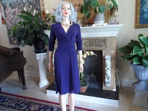 Armani Collezione Purple Front Pleated Faux Wrap Dress Size IT 46- US 10 - Picture 1 of 23