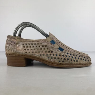 Rieker Shoes Womens 5 Grey Textured Breathable Block Heels Antistress Comfort - Image 1 of 4