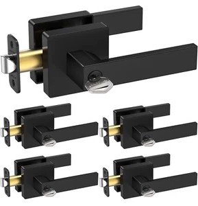 TICONN 5-Pk Door Handle Heavy Duty, Reversible Square Door Lever Not Keyed Alike - Picture 1 of 6