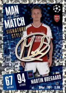 2023-24 Topps Match Attax stile firma UEFA MOTM #407 Martin Ødegaard - Foto 1 di 2