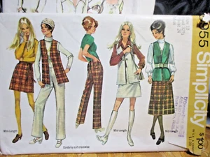 Skirt Pants Vest Simplicity Sewing Pattern 8955 Miss 10 VTG 70's NEW Mini Midi - Picture 1 of 6
