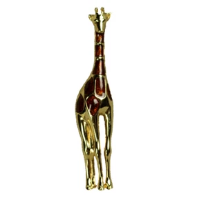 Liz Claiborne Figural Giraffe Pin Brooch Gold Toned and Brown Enamel 2.75"x.5" - Picture 1 of 7