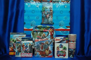 Avengers Party SET # 14 Plates Napkins Tablecover Invites Favors Candles - Picture 1 of 6