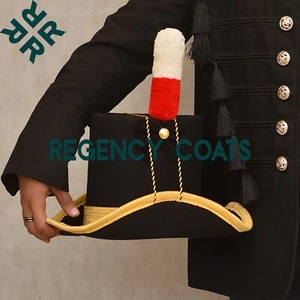 New British Royal Marines Hat, Black Napoleon Royal Army Hat, Hand made Wool hat - Picture 1 of 5