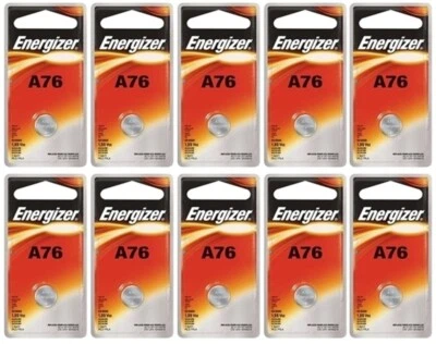 10 pcs Energizer A76 Alkakine Coin 1.5V Batteries Single Pack LR44 357 Exp 2021 - Image 1 of 4