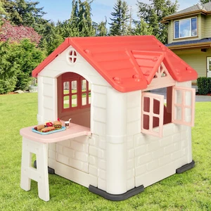 Kid's Playhouse Games Cottage w/ 7 PCS Toy Set & Waterproof Cover Gift For Kids - Picture 1 of 7