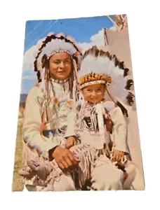 Postcard NATIVE AMERICANA, Chief & Papoose Ephemera Vintage - Picture 1 of 4