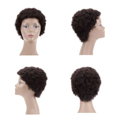 Handmade Afro Curly Toupee for Women / men Human Hair Black African American Wig - Image 1 of 4