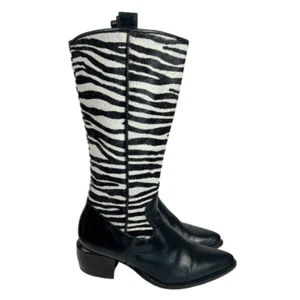 Brighton Victoria Zebra Pony Haar Leder Cowboystiefel schwarz & weiß gestreift 6,5 - Bild 1 von 9