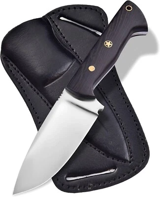 Fixed Blade Hunting Tracker Knife With Handmade Cross Pouch Back Belt Gift Item. - image 1 of 4