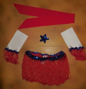 NWT Dance Slip On Red Fringe Skirt Royal Blue Sequin Waist Med Child girls 8-10 - Picture 1 of 3