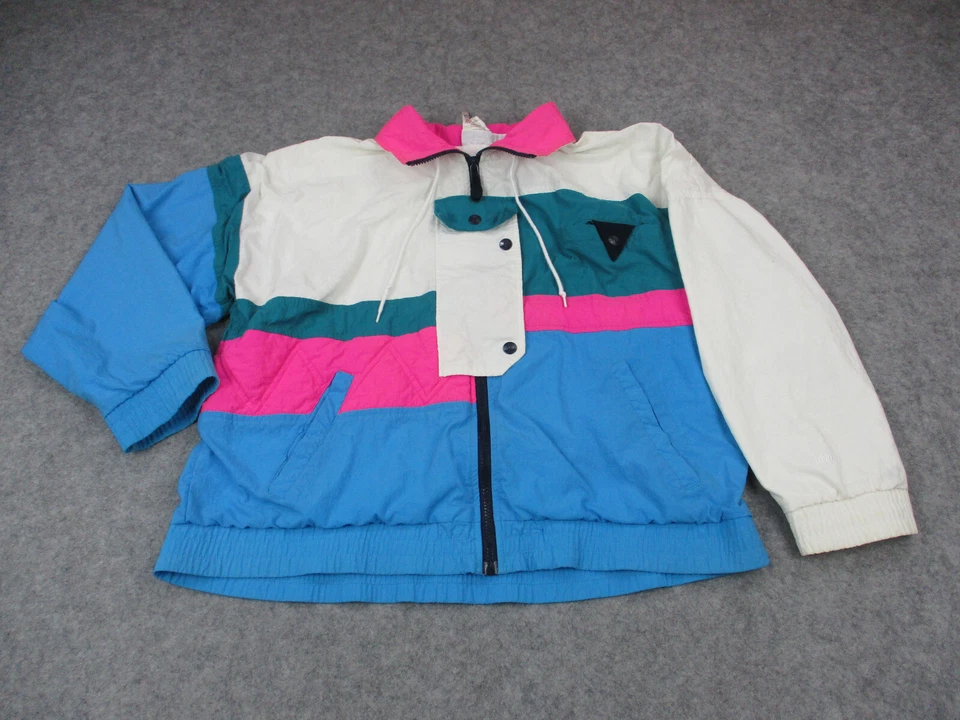 VINTAGE Prince Tennis Jacket Women Medium White Blue Performance Windbreaker 80s - Image 1 of 4