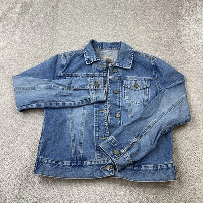 Jaqueta jeans Bass masculina média azul botão frontal desgastada casual - Imagem 1 de 4