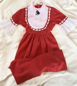 True VTG Mid-century 1960s 1970s Little Girls Prairie Maxi Dress Cottagecore  - Picture 1 of 6