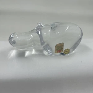 Holmegaard Hippopotamus Hippo Art Glass Crystal Figurine Michael Bang Denmark - Picture 1 of 8