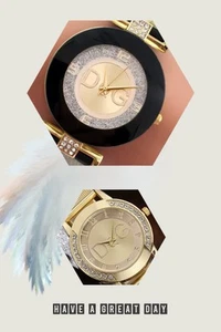 Ladies Stunning Golden Black Mesh Silicone Watch Set Boxed fast 🇬🇧 Post - Picture 1 of 5