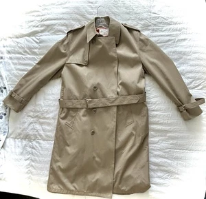 Oleg Cassini Men’s Trench Coat 44L – Vintage 1980s Military Style Overcoat - Picture 1 of 7