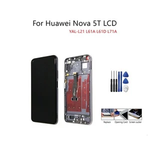 LCD Display For Huawei Nova 5T Touch Screen Digitizer w/ Black Frame Replacement - Picture 1 of 4
