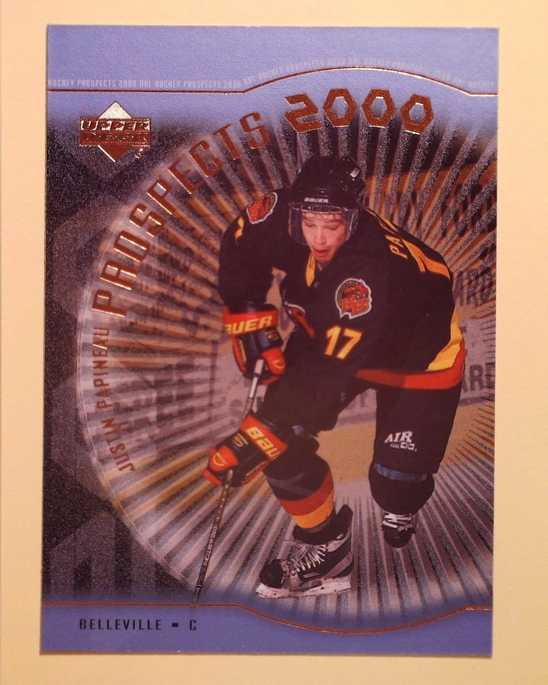 1999-00 UPPER DECK PROSPECTS 2000 #331 JUSTIN PAPINEAU BELLEVILLE BULLS - Image 1 of 2