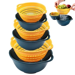 6 Pieces Colander with bowl, Food Strainer for Pasta Veggies and Fruits, BPA ... - Picture 1 of 7