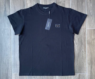 LARGE (50) DOLCE GABBANA MEN'S BLACK COTTON BASIC T-SHIRT CREWNECK - Image 1 of 3