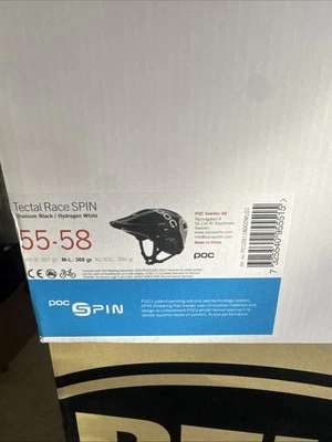 POC Tectal Race SPIN Size M/L Helmet - Uranium Black/Hydrogen White - Image 1 of 2