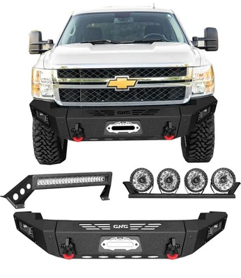 Front bumper with LED headlight For 2011-2014 Chevrolet Silverado 2500/3500 - Изображение 1 из 4